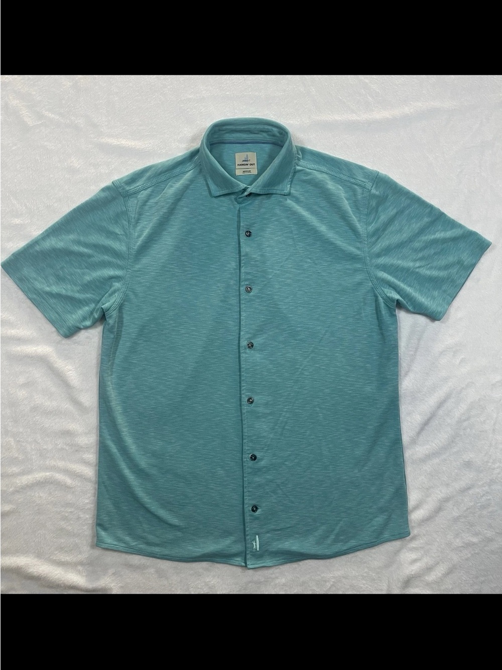 johnnie-O Men's Light Teal Short Sleeve Button-Down Shirt